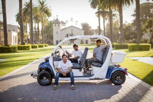 SCU will be the beta test site for autonomous shuttles - the company is called Auro Robotics, a company based out of Sunnyvale, California. (Photo credit: Joanne H. Lee/Santa Clara University)